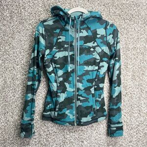 Lululemon Jacket Women’s 6 Hooded Define Heritage 365 Camo Tidewater Teal Multi